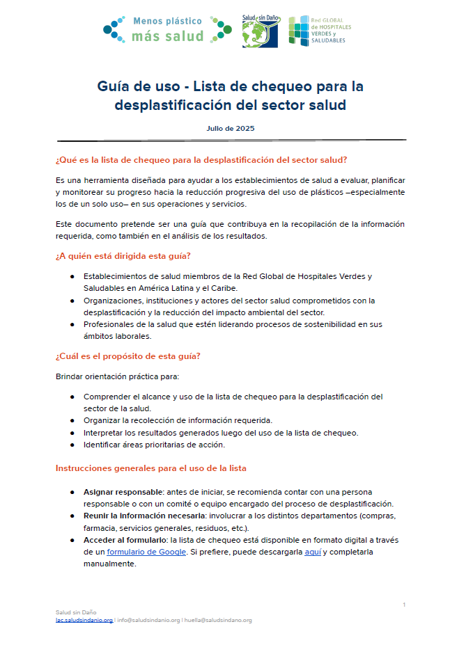 Guía de uso - Lista de chequeo para la desplastificación